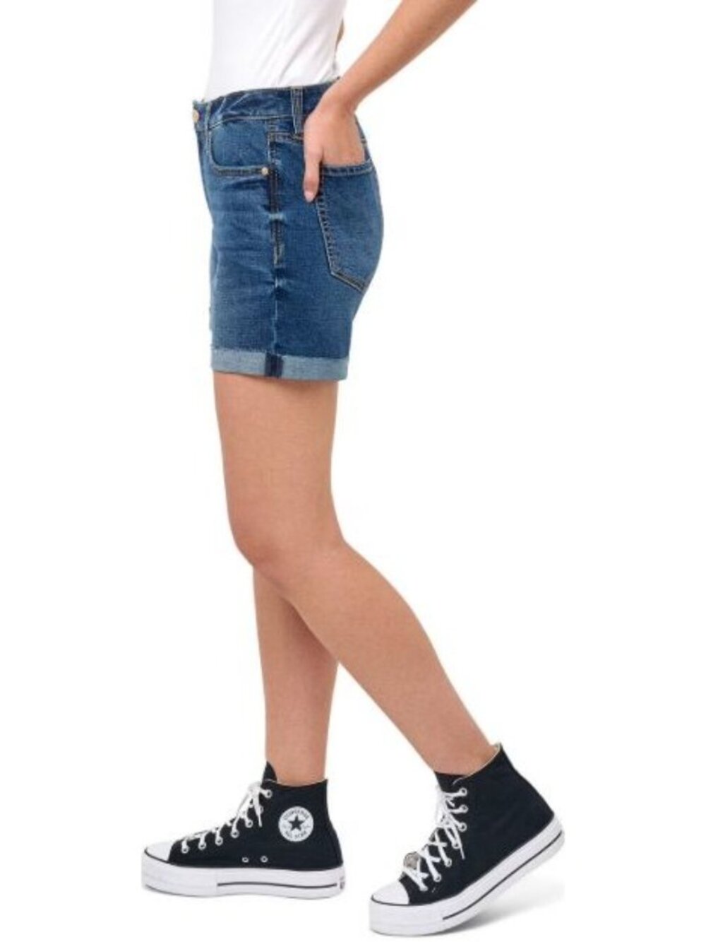 Seven 7 Weekend Short Size 10 Cuffed Denim Short 5” inseam NWT Medium Wash - Picture 13 of 14